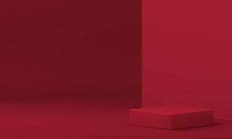 3d red showroom squared podium for product presentation realistic illustration vector