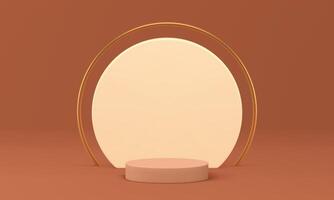 Luxury beige 3d cylinder podium mock up for product show presentation realistic vector