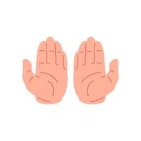 Two human hands with open palms praying asking help gesture icon flat illustration vector