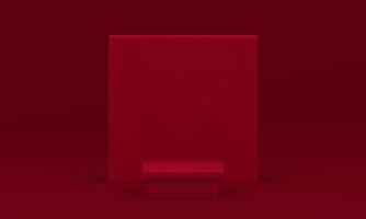 3d red squared podium pedestal mock up for product presentation realistic illustration vector