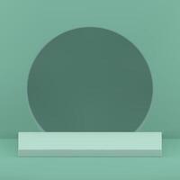 Green display 3d rectangle podium pedestal with circle hole wall background realistic vector