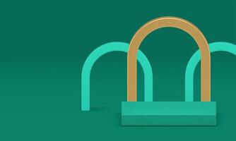 3d green podium geometric shapes luxury display for presentation realistic illustration vector