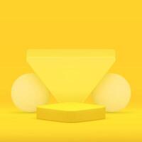 3d rhombus podium pedestal yellow geometric display for presentation realistic vector
