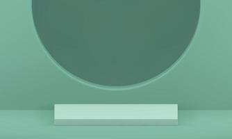 Green 3d podium pedestal with semi circle wall background realistic illustration vector