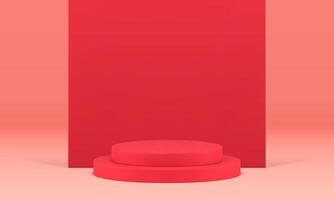 3d red showcase podium pedestal mock up for product presentation realistic illustration vector