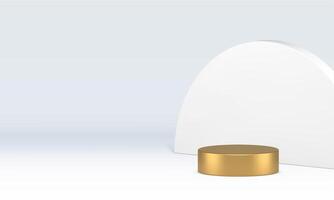 3d golden cylinder podium display mock up for product show realistic illustration vector