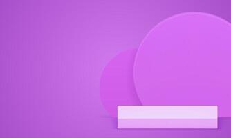 Lilac 3d squared podium with circle wall background for show realistic illustration vector
