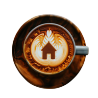 Cappuccino with Building Image on Milk Foam png