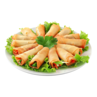 Spring Roll Platter in a Plate on Transparent Background png
