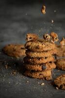 Freshly baked chocolate chip cookies. photo