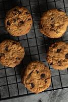 Freshly baked chocolate chip cookies. photo