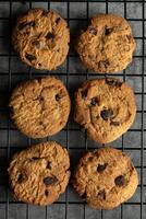 Freshly baked chocolate chip cookies. photo
