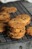 Freshly baked chocolate chip cookies. photo
