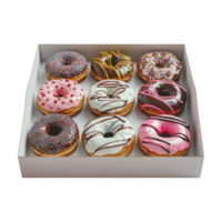 Donut in a Box on Transparent Background png
