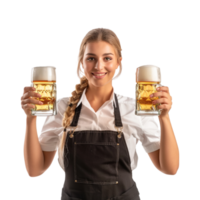 Waiter Holding Beer Glasses for New Year on Transparent Background png