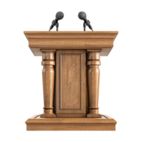 Wooden Stage Desk with Mic on it on Transparent Background png
