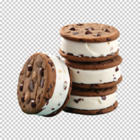 Stack of ice cream cookies with chocolate and vanilla ice cream psd