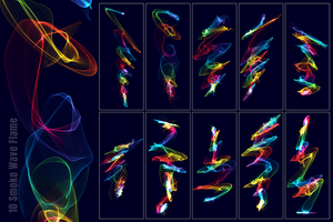 Abstract colorful smoke flame curve wave background template set collection psd