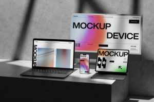 Vibrant Device Mockup Template for Dynamic Digital Presentations psd