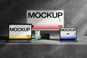 3d device mockup template on the plaster for professional branding showcase psd