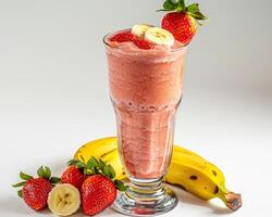 a smoothie with strawberries and bananas photo
