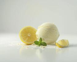 a lemon ice cream with a slice of lemon photo