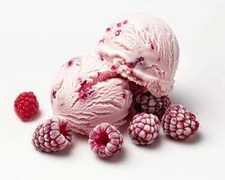 raspberry ice cream with raspberries photo
