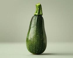 a single zucchini on a table photo