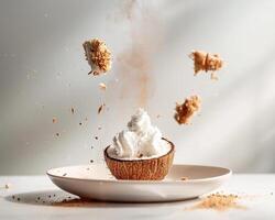 a coconut is being thrown into the air photo