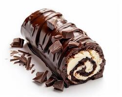chocolate roll with chocolate and chocolate chips photo