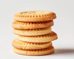 a stack of biscuits on a white background photo