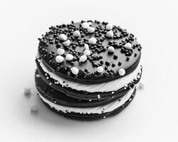 a stack of black and white cookies with sprinkles photo
