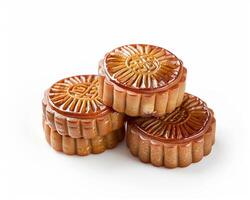 mooncakes are stacked on top of each other photo