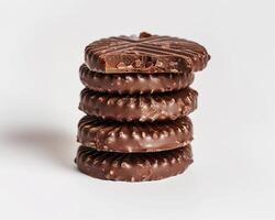 chocolate biscuits stacked on top of each other photo