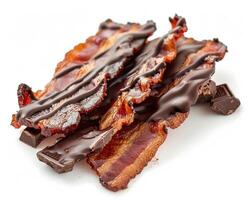 bacon wrapped in chocolate and drizzled with chocolate photo