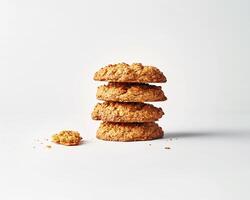 a stack of cookies on a white background photo