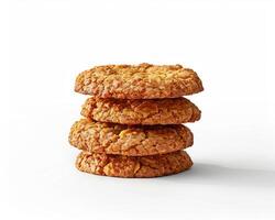 a stack of three cookies on a white background photo