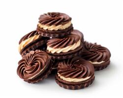 chocolate and peanut butter cookies on a white background photo