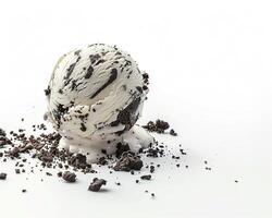 an ice cream scoop with oreo cookies on top photo