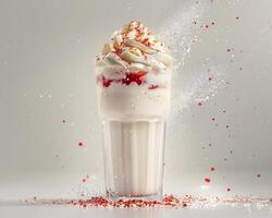 a milkshake with whipped cream and sprinkles photo
