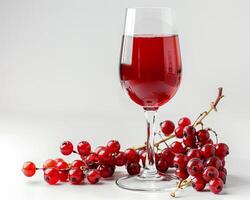 a glass of red wine with some berries photo