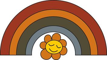Funny Cartoon Flower, Rainbow, Peace. vector