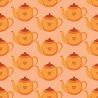 Autumn teapot seamless pattern, autumn elements vector