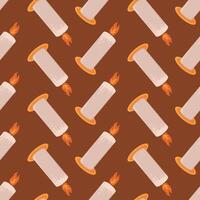 Autumn candle with fire seamless pattern, autumn elements vector