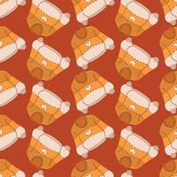 Autumn warm sweater seamless pattern, autumn elements vector