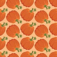 Autumn pumpkin with leaf seamless pattern, autumn elements vector