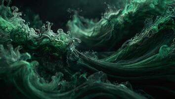 Abstract green smoky swirl dynamic background. photo