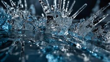 Ice crystals on a black background photo