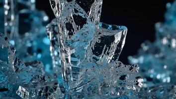 A close up of ice crystals on a black background photo