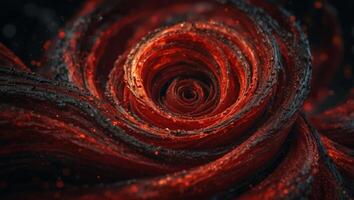 A red rose with black swirls photo
